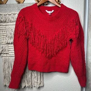 No Boundaries Red Fringe Sweater (XS)